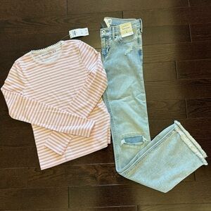 NWT Abercrombie Girls Knit Top/Denim Jeans Set - 9/10 Long